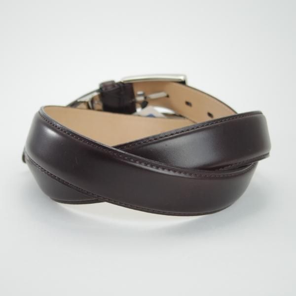 ほぼ未使用★コードバン製ベルト フリーサイズ（サイズ調整可能）【★(九州)岩田屋取扱】ベルト/レザー/本革/濃茶/ビジネス/メンズ★g292