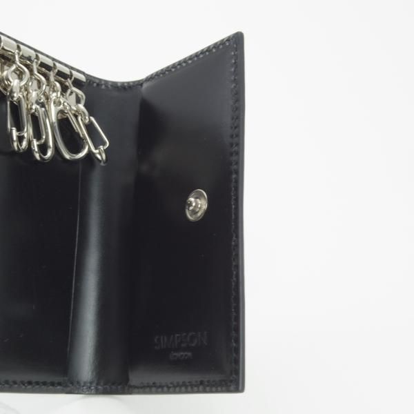 ほぼ未使用★(英)SIMPSON LONDON/シンプソン【定価￥21,600-★ブライドルレザー仕様/キーケース】レザー/本革/黒/メンズ★g294