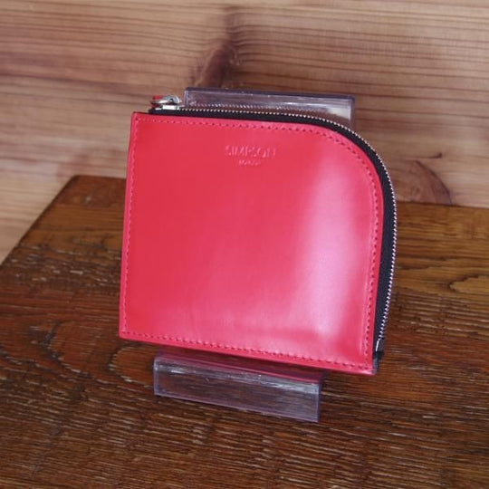 ほぼ未使用★(英)SIMPSON LONDON/シンプソン【定価￥16,200-★ブライドルレザー仕様/ロンドンシリーズ】L-ZIP財布/レザー/本革/赤★g295