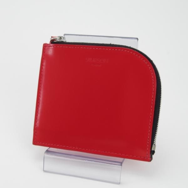 ほぼ未使用★(英)SIMPSON LONDON/シンプソン【定価￥16,200-★ブライドルレザー仕様/ロンドンシリーズ】L-ZIP財布/レザー/本革/赤★g295