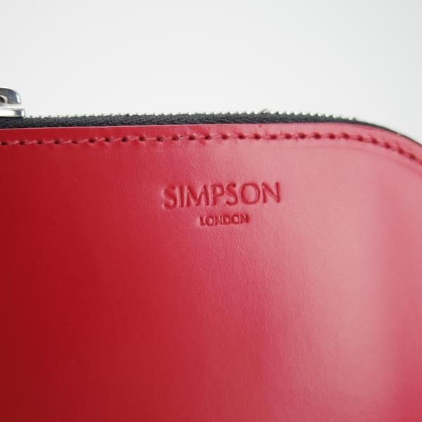 ほぼ未使用★(英)SIMPSON LONDON/シンプソン【定価￥16,200-★ブライドルレザー仕様/ロンドンシリーズ】L-ZIP財布/レザー/本革/赤★g295