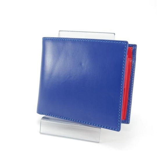 ほぼ未使用★(英)SIMPSON LONDON/シンプソン【定価￥30,240-★ブライドルレザー仕様/二つ折り財布】レザー/本革/青×赤/メンズ★g296