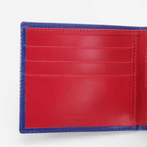 ほぼ未使用★(英)SIMPSON LONDON/シンプソン【定価￥30,240-★ブライドルレザー仕様/二つ折り財布】レザー/本革/青×赤/メンズ★g296