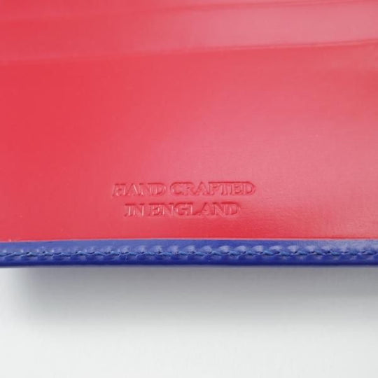 ほぼ未使用★(英)SIMPSON LONDON/シンプソン【定価￥30,240-★ブライドルレザー仕様/二つ折り財布】レザー/本革/青×赤/メンズ★g296