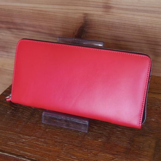 ほぼ未使用★(英)SIMPSON LONDON/シンプソン【定価￥51,840-★ブライドルレザー/ジップ長財布】ロングウォレット/レザー/赤/メンズ★g297