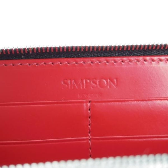 ほぼ未使用★(英)SIMPSON LONDON/シンプソン【定価￥51,840-★ブライドルレザー/ジップ長財布】ロングウォレット/レザー/赤/メンズ★g297