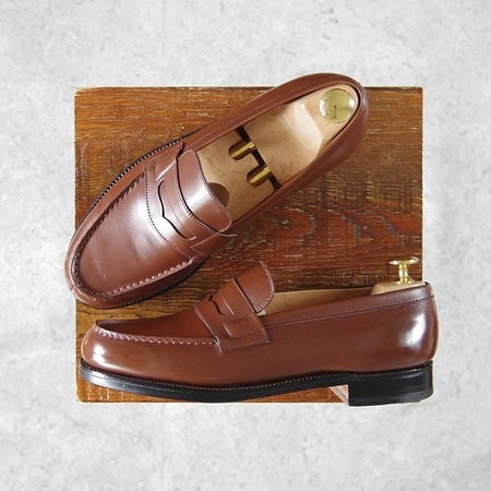 美品★J.M.ウェストン 5D【定価￥110,000-★180/41ラスト/TAN】コインローファー/ボックスカーフ/茶/メンズ/Weston/ウエストン★g314