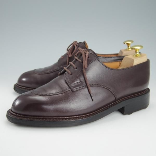 ★J.M.ウェストン 6E【貴重★ロシアンカーフ(BROWN)/4アイレットの初代ロジェ/696】Uチップ/旧ロゴ/濃茶/Weston/ウエストン★g315