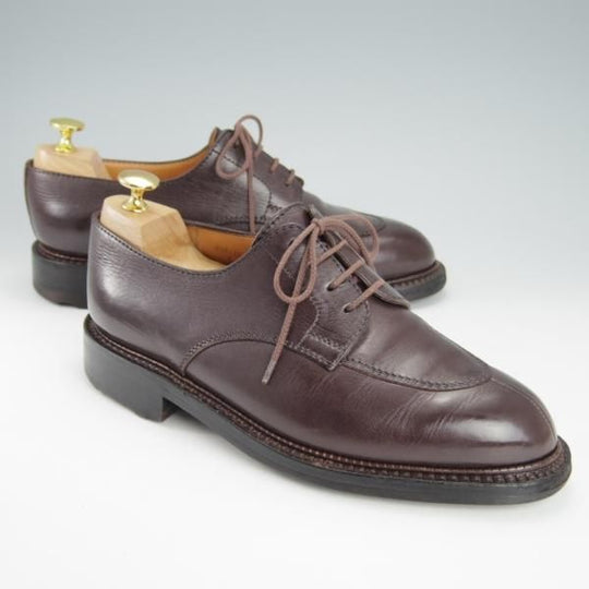 ★J.M.ウェストン 6E【貴重★ロシアンカーフ(BROWN)/4アイレットの初代ロジェ/696】Uチップ/旧ロゴ/濃茶/Weston/ウエストン★g315