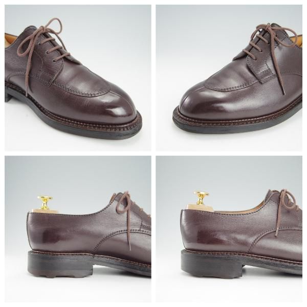 ★J.M.ウェストン 6E【貴重★ロシアンカーフ(BROWN)/4アイレットの初代ロジェ/696】Uチップ/旧ロゴ/濃茶/Weston/ウエストン★g315