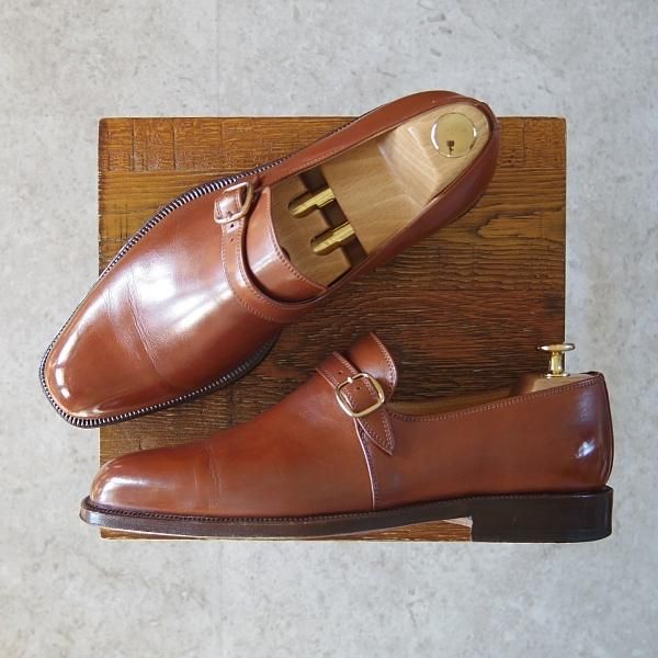 美品★(伊)タニノクリスチー SIZE 6.5【定価15万円以上★モンクストラップ/132119】カーフ/茶/メンズ/TANINO CRISCI★g318
