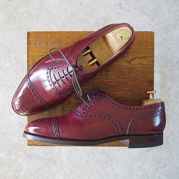 極上★クロケット&ジョーンズ 6.5E【★CHAIRMAN/チェアマン】236ラスト/セミブローグ/カーフ/赤茶/メンズ/Crockett&Jones★g324