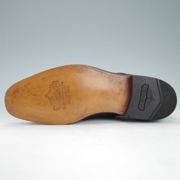 未使用★(英)グレンソン 6E【貴重★footmaster/フットマスター】プレーントゥ/Vフロント/カーフ/黒/メンズ/GRENSON★g325