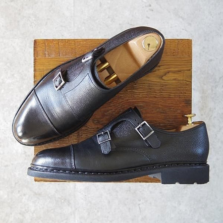 美品★パラブーツ SIZE 7【定価￥71,500-★ビームスF別注/POE】ダブルモンク/グレインレザー/黒/メンズ/BEAMS F/Paraboot★g326