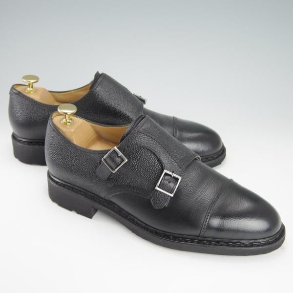 美品★パラブーツ SIZE 7【定価￥71,500-★ビームスF別注/POE】ダブルモンク/グレインレザー/黒/メンズ/BEAMS F/Paraboot★g326