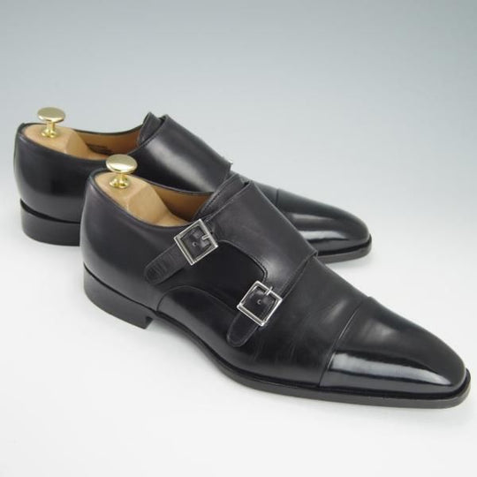 美品★(伊)フランチェスコ・ベニーニョ SIZE 7【定価￥61,600-★ダブルモンク/3216】カーフ/黒/メンズ/Francesco Benigno★g328