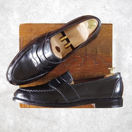 極美品★(米)アレンエドモンズ 10D【定価15万円以上★コードバン仕様/Randolph】コインローファー/黒/メンズ/ALLEN EDMONDS★g335