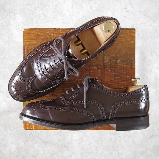 美品★チャーチ 80F/UK8【定価￥136,400-★BURWOOD/バーウッド】81ラスト/ポリッシュドバインダーカーフ/濃茶/メンズ/Church's★g336