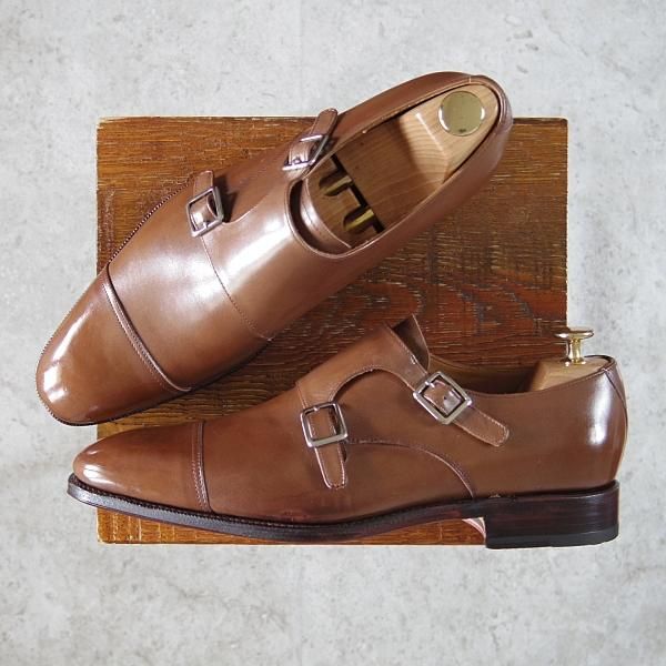 未使用★(スペイン製)MEERMIN/メルミン SIZE 8【グッドイヤーウェルテッド製法★ダブルモンク/茶】カーフ/メンズ★g338