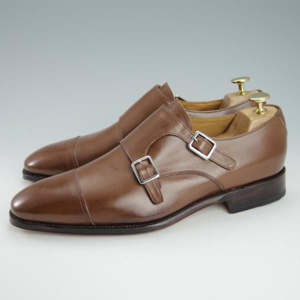 未使用★(スペイン製)MEERMIN/メルミン SIZE 8【グッドイヤーウェルテッド製法★ダブルモンク/茶】カーフ/メンズ★g338
