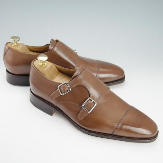 未使用★(スペイン製)MEERMIN/メルミン SIZE 8【グッドイヤーウェルテッド製法★ダブルモンク/茶】カーフ/メンズ★g338