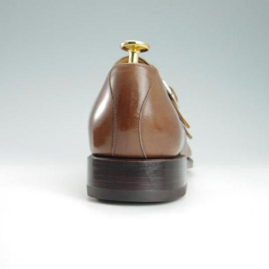 未使用★(スペイン製)MEERMIN/メルミン SIZE 8【グッドイヤーウェルテッド製法★ダブルモンク/茶】カーフ/メンズ★g338