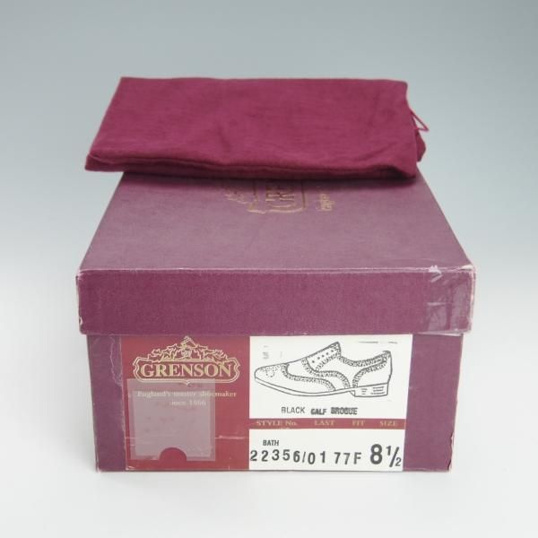 新品★(英)グレンソン 8.5F【現行定価￥64,900-★footmaster/フットマスター】BATH/22356-01/77ラスト/フルブローグ/黒/GRENSON★g339