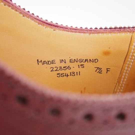 新品★(英)グレンソン 7.5F【定価￥64,900-★BATH/22356-15】フルブローグ/カーフ/バーガンディー/赤茶/メンズ/GRENSON★g340