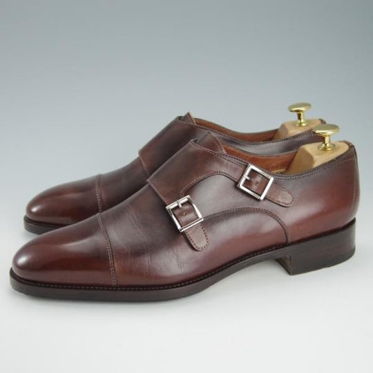 美品★(伊)サントーニ SIZE 7【上級★グッドイヤーウェルテッド製法/12635】ダブルモンク/カーフ/濃茶/メンズ/Santoni★g341