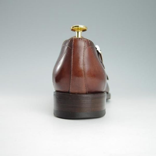 美品★(伊)サントーニ SIZE 7【上級★グッドイヤーウェルテッド製法/12635】ダブルモンク/カーフ/濃茶/メンズ/Santoni★g341