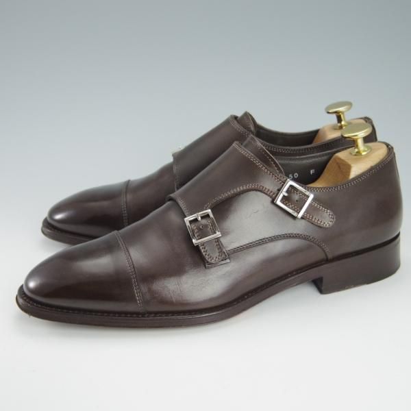 美品★(伊)サントーニ SIZE 5【貴重★ビームスF別注/ブラックラピド製法】ダブルモンク/カーフ/濃茶/ビームス/BEAMS/Santoni★g343