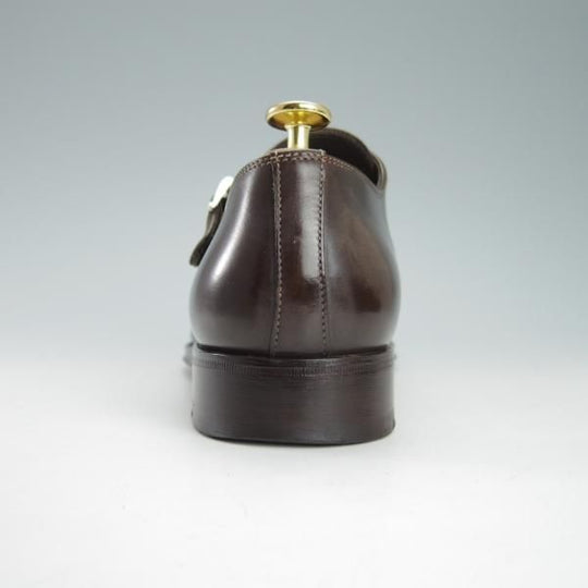 美品★(伊)サントーニ SIZE 5【貴重★ビームスF別注/ブラックラピド製法】ダブルモンク/カーフ/濃茶/ビームス/BEAMS/Santoni★g343