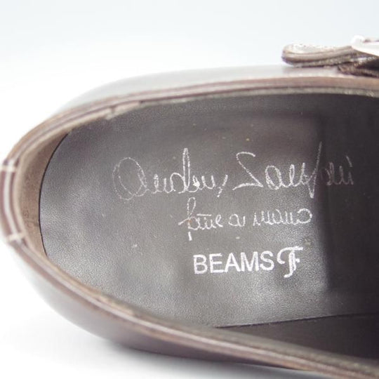 美品★(伊)サントーニ SIZE 5【貴重★ビームスF別注/ブラックラピド製法】ダブルモンク/カーフ/濃茶/ビームス/BEAMS/Santoni★g343