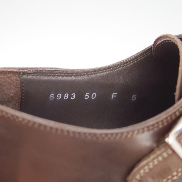 美品★(伊)サントーニ SIZE 5【貴重★ビームスF別注/ブラックラピド製法】ダブルモンク/カーフ/濃茶/ビームス/BEAMS/Santoni★g343