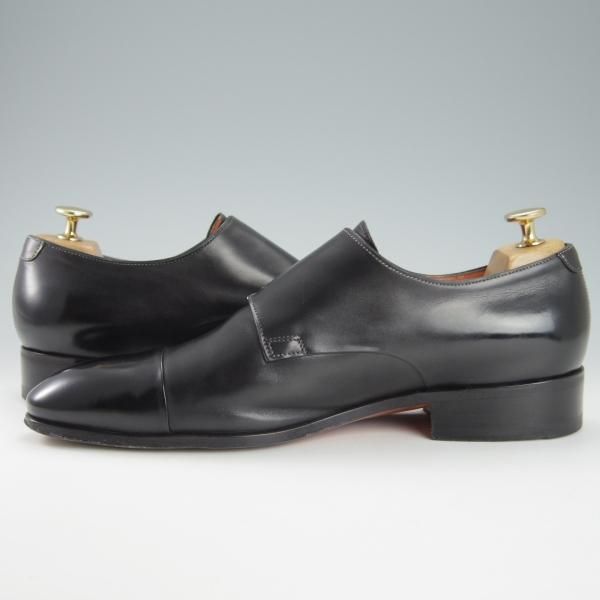 美品★(伊)サントーニ SIZE 7.5【★ダブルモンク/11652】カーフ/黒/メンズ/Santoni★g344