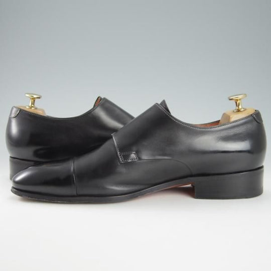 美品★(伊)サントーニ SIZE 7.5【★ダブルモンク/11652】カーフ/黒/メンズ/Santoni★g344