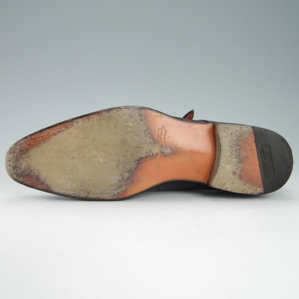 美品★(伊)サントーニ SIZE 7.5【★ダブルモンク/11652】カーフ/黒/メンズ/Santoni★g344