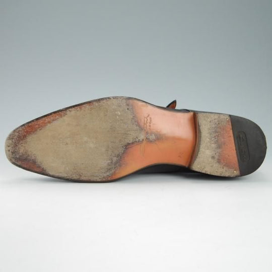 美品★(伊)サントーニ SIZE 7.5【★ダブルモンク/11652】カーフ/黒/メンズ/Santoni★g344