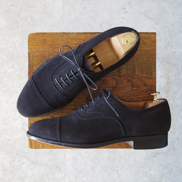 美品★チャーチ 70F/UK7【旧チャーチ★LUDGATE/3都市ロゴ】84ラスト/パンチドキャップトゥ/スエード/黒/メンズ/Church's★g349