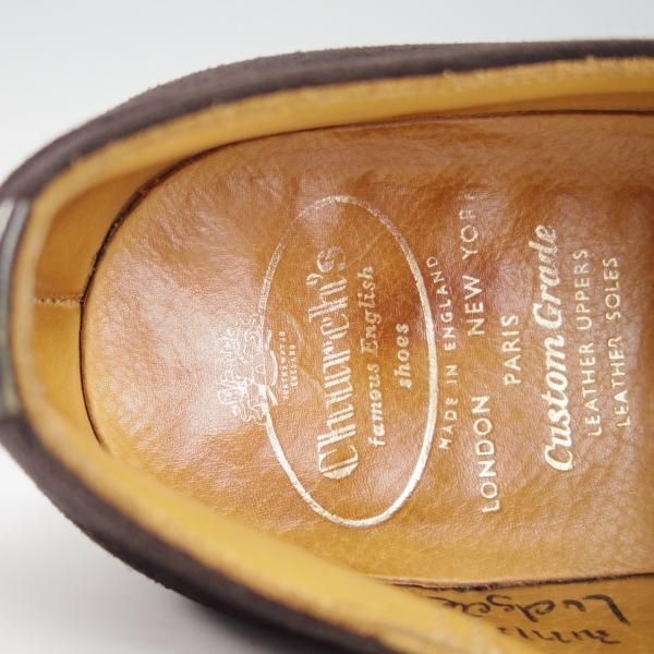美品★チャーチ 70F/UK7【旧チャーチ★LUDGATE/3都市ロゴ】84ラスト/パンチドキャップトゥ/スエード/黒/メンズ/Church's★g349