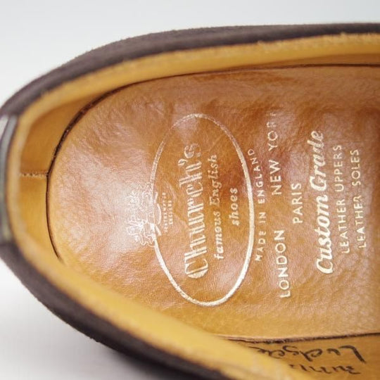 美品★チャーチ 70F/UK7【旧チャーチ★LUDGATE/3都市ロゴ】84ラスト/パンチドキャップトゥ/スエード/黒/メンズ/Church's★g349