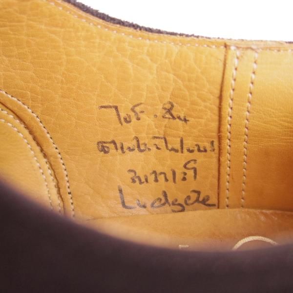 美品★チャーチ 70F/UK7【旧チャーチ★LUDGATE/3都市ロゴ】84ラスト/パンチドキャップトゥ/スエード/黒/メンズ/Church's★g349