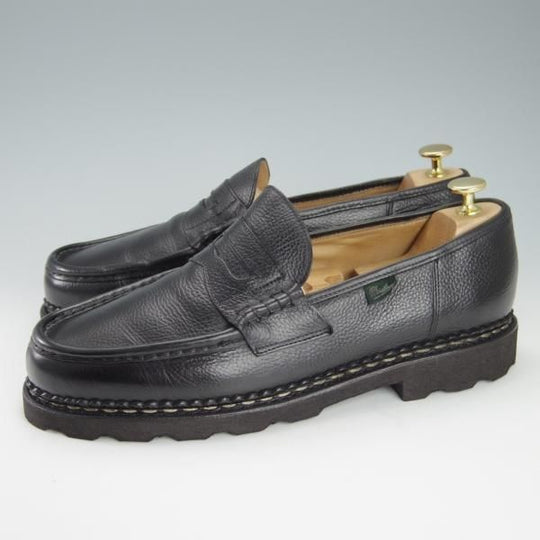 極美品★パラブーツ SIZE 9【定価￥71,500-★ランス/REIMS】マルシェソール/コインローファー/グレインレザー/NOIR/黒/Paraboot★g357