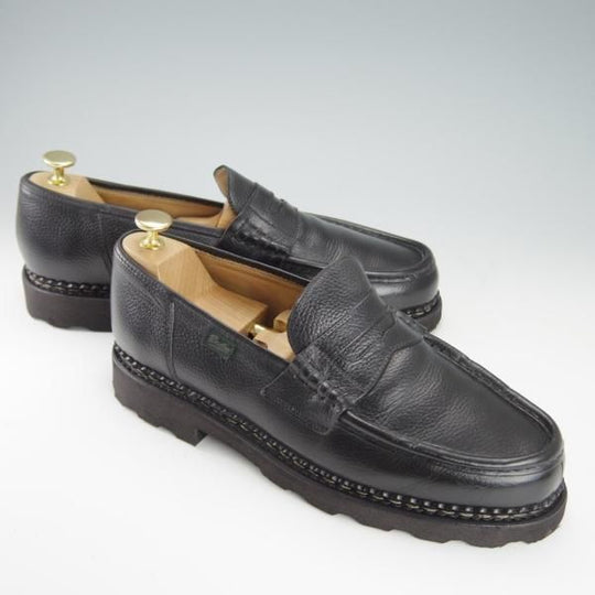 極美品★パラブーツ SIZE 9【定価￥71,500-★ランス/REIMS】マルシェソール/コインローファー/グレインレザー/NOIR/黒/Paraboot★g357