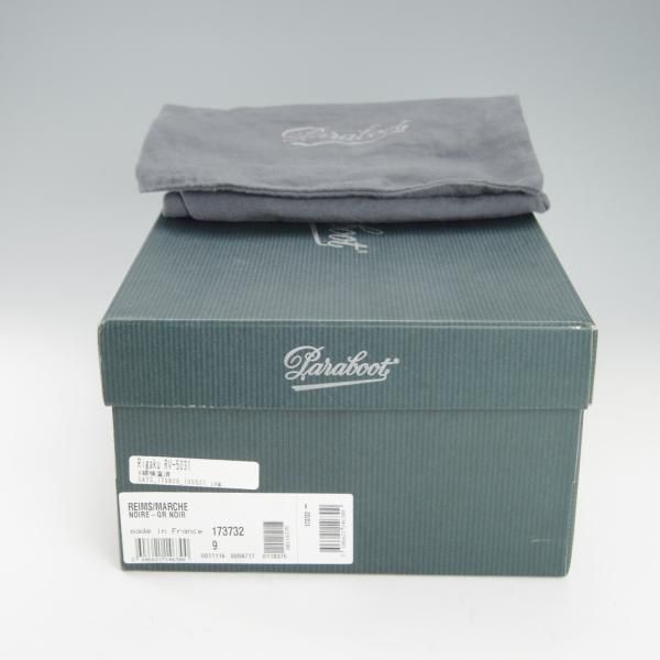 極美品★パラブーツ SIZE 9【定価￥71,500-★ランス/REIMS】マルシェソール/コインローファー/グレインレザー/NOIR/黒/Paraboot★g357