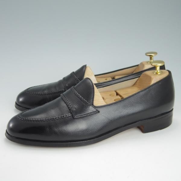 ★(伊)タニノクリスチー SIZE 7.5【定価15万円以上★ローファー/108788】スリッポン/グレインレザー/黒/メンズ/TANINO CRISCI★g362