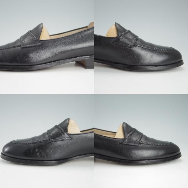 ★(伊)タニノクリスチー SIZE 7.5【定価15万円以上★ローファー/108788】スリッポン/グレインレザー/黒/メンズ/TANINO CRISCI★g362