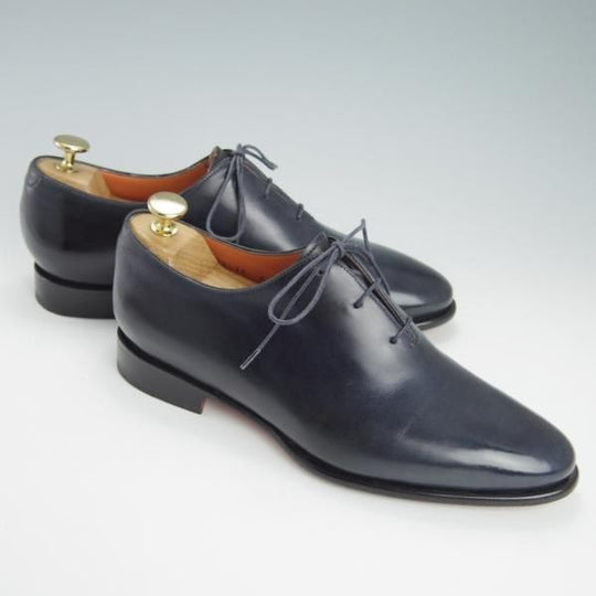 極美品★(伊)サントーニ SIZE 5【★ホールカット/15833】カーフ/紺/メンズ/Santoni★g363