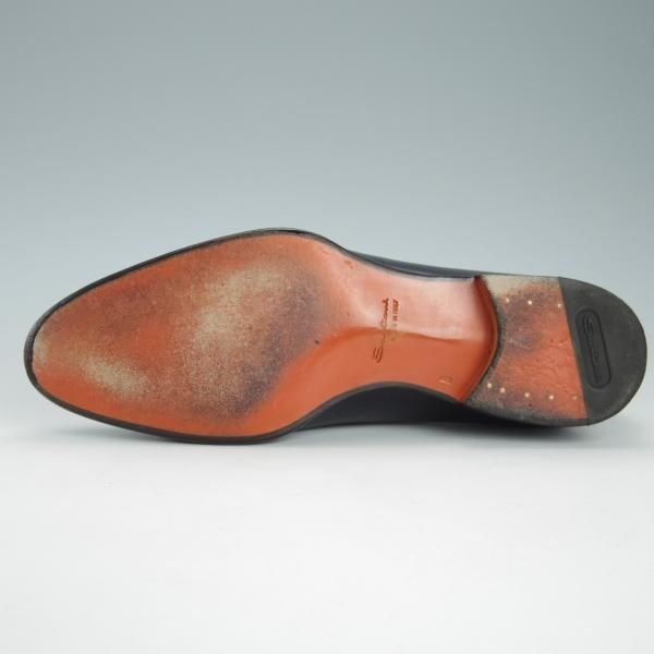 極美品★(伊)サントーニ SIZE 5【★ホールカット/15833】カーフ/紺/メンズ/Santoni★g363