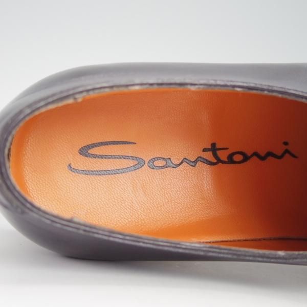 極美品★(伊)サントーニ SIZE 5【★ホールカット/15833】カーフ/紺/メンズ/Santoni★g363